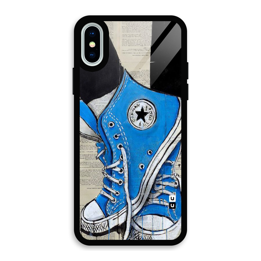 Blue Shoes Glass Back Case for iPhone X