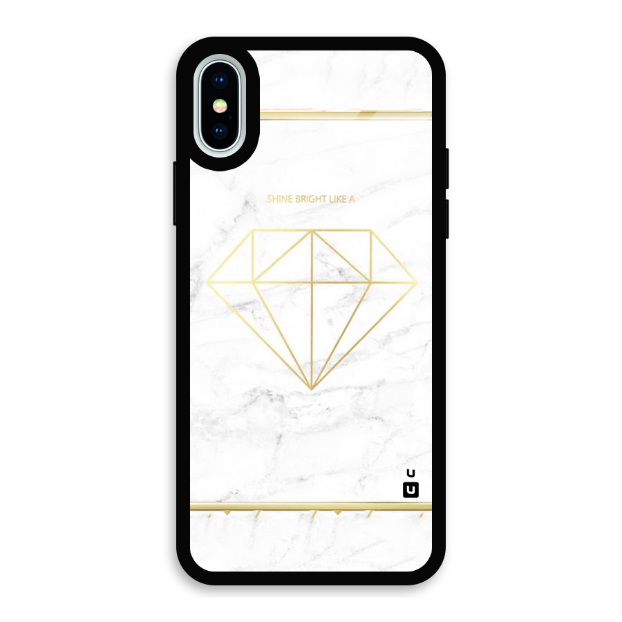 Bright Gold Diamond Glass Back Case for iPhone X