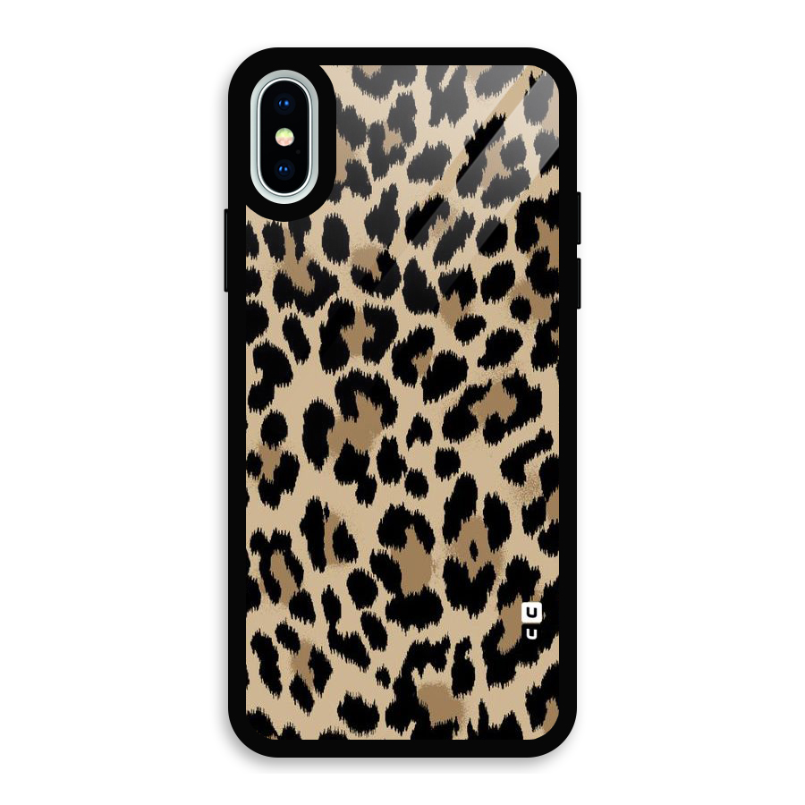 Brown Leapord Print Glass Back Case for iPhone X