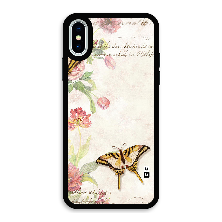 Butterfly Floral Glass Back Case for iPhone X