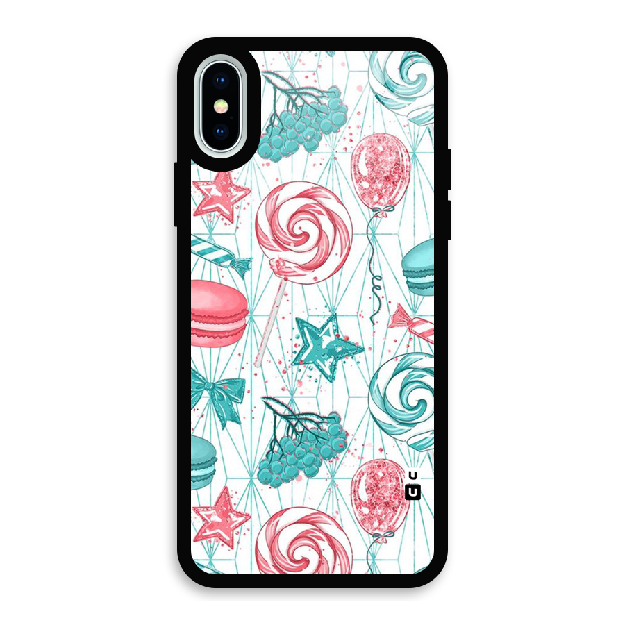Candies And Macroons Glass Back Case for iPhone X