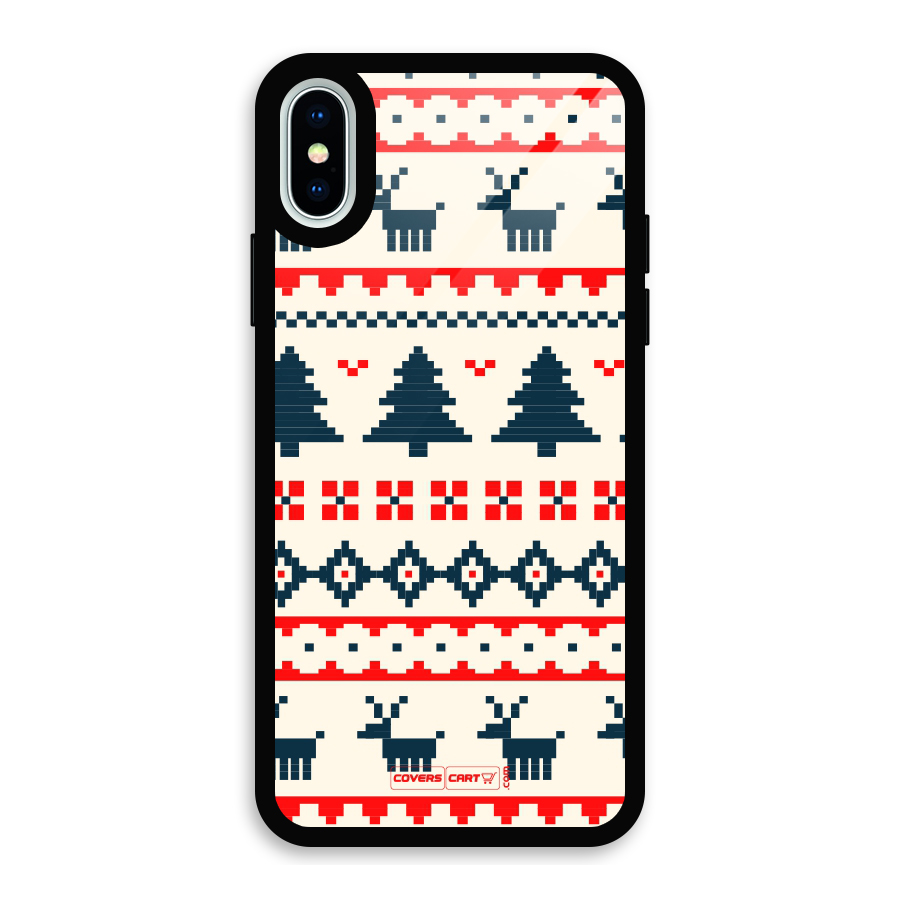 Christmas Design Pattern Glass Back Case for iPhone X