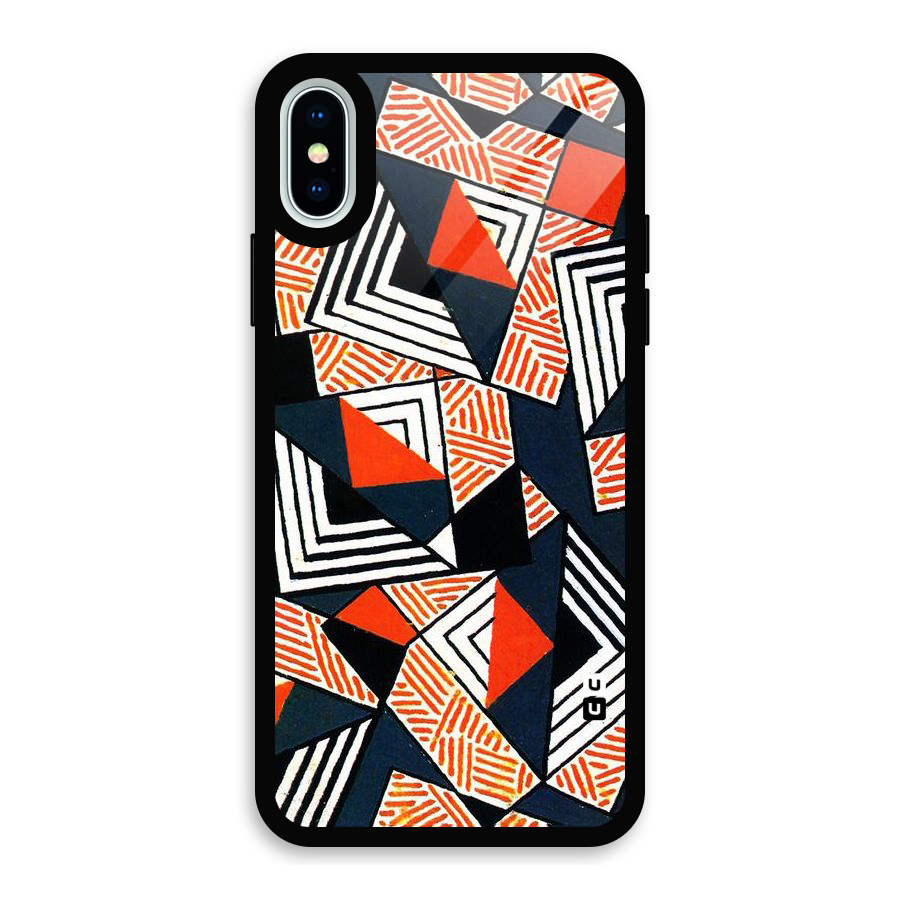 Colored Cuts Pattern Glass Back Case for iPhone X
