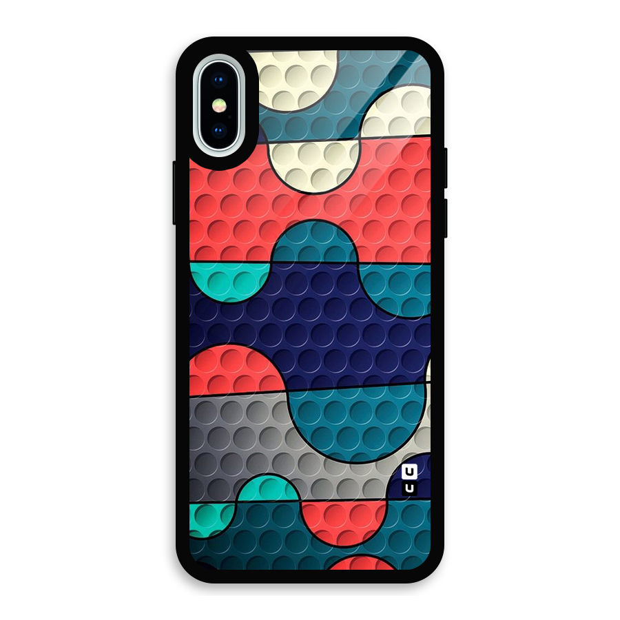 Colorful Puzzle Design Glass Back Case for iPhone X