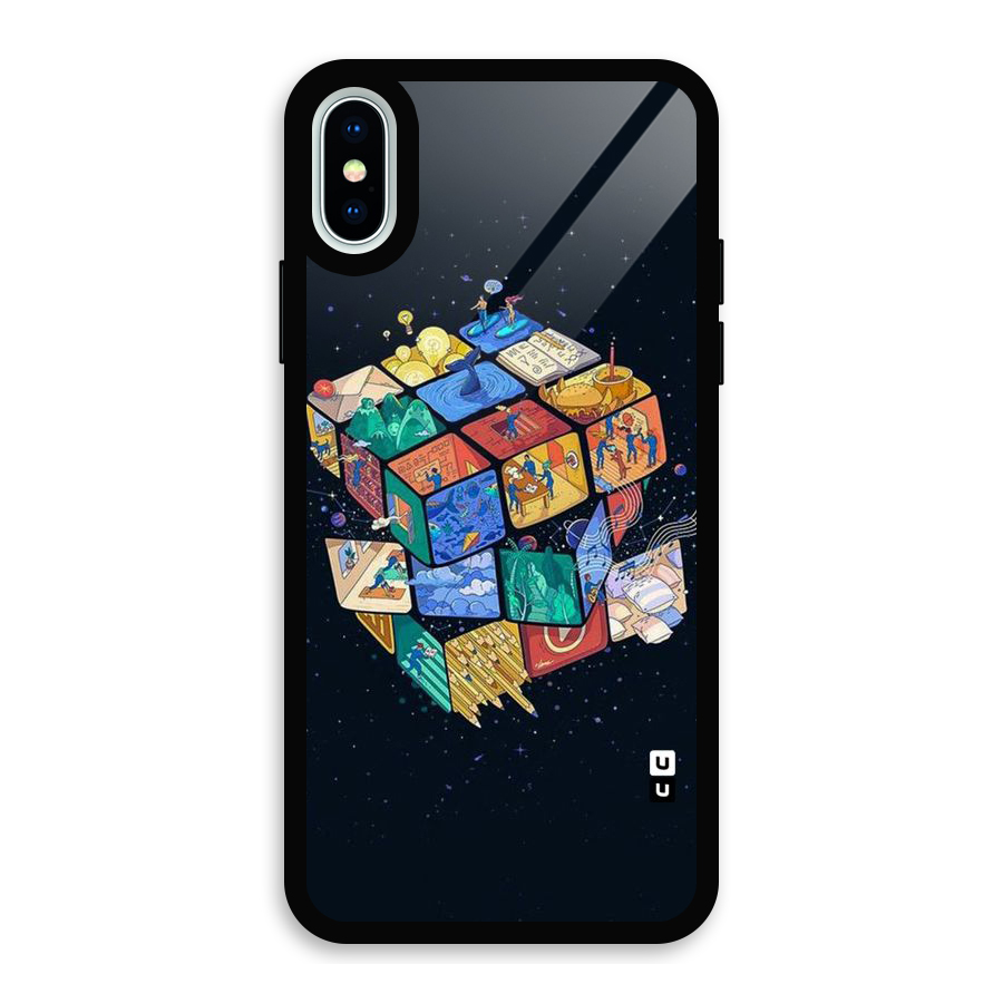 Coloured Rubic Glass Back Case for iPhone X