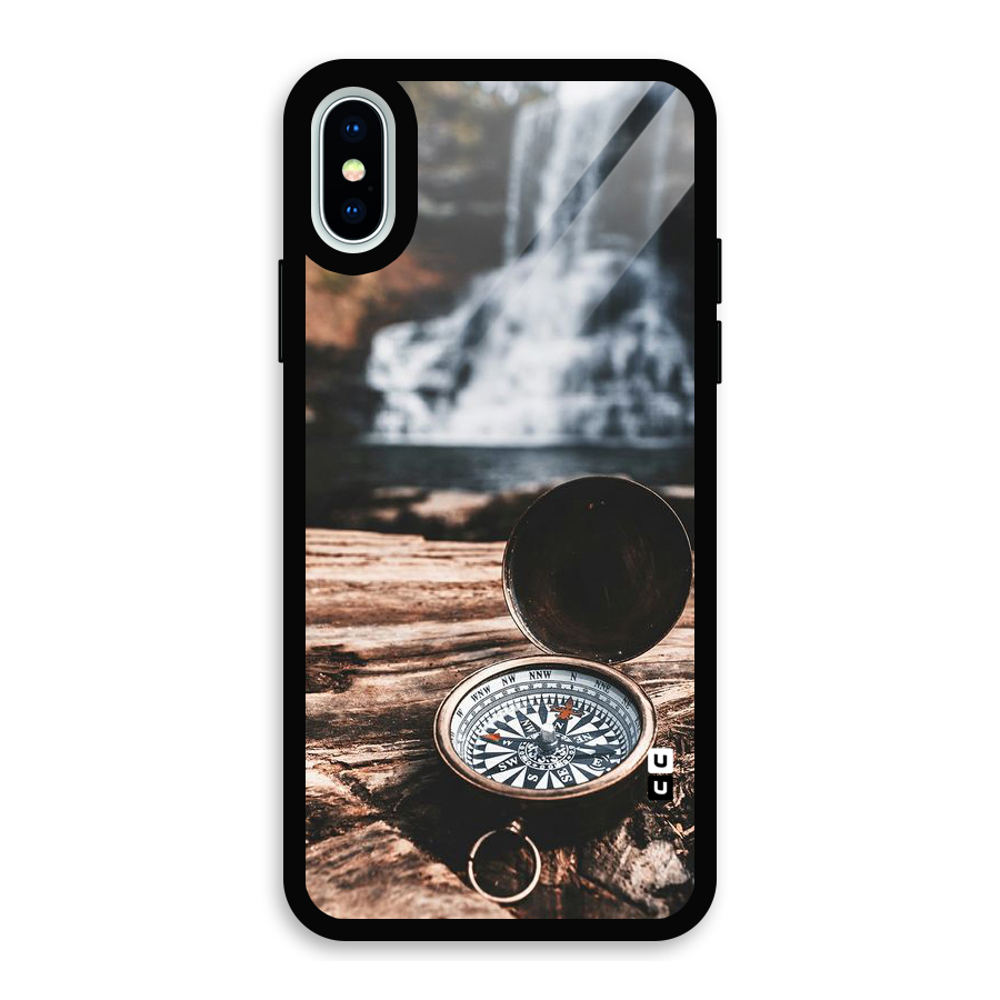 Compass Travel Glass Back Case for iPhone X
