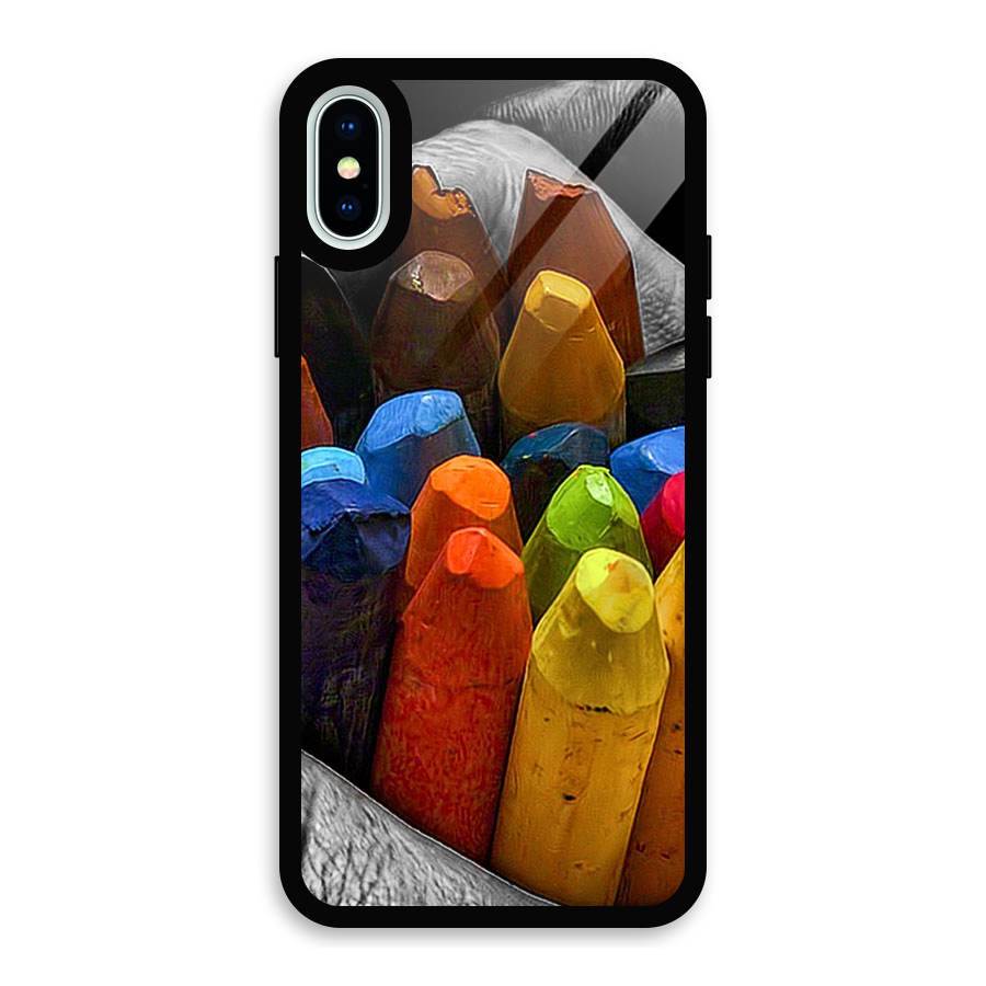 Crayons Beautiful Glass Back Case for iPhone X