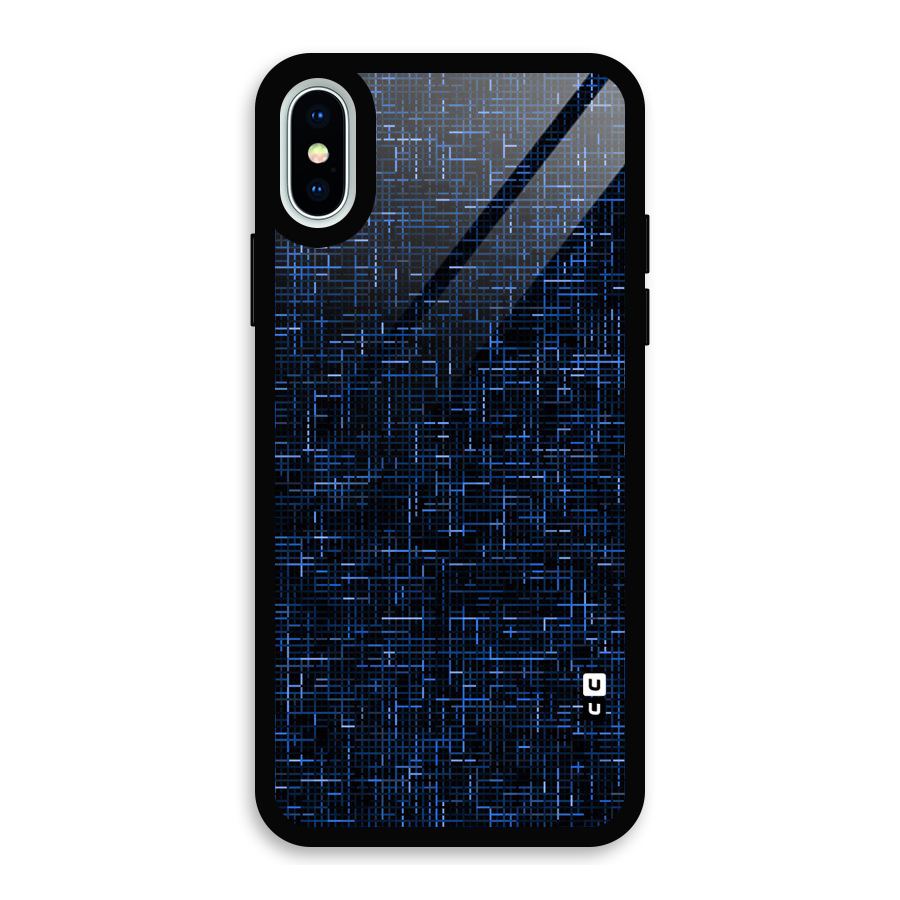 Criss Cross Blue Pattern Glass Back Case for iPhone X