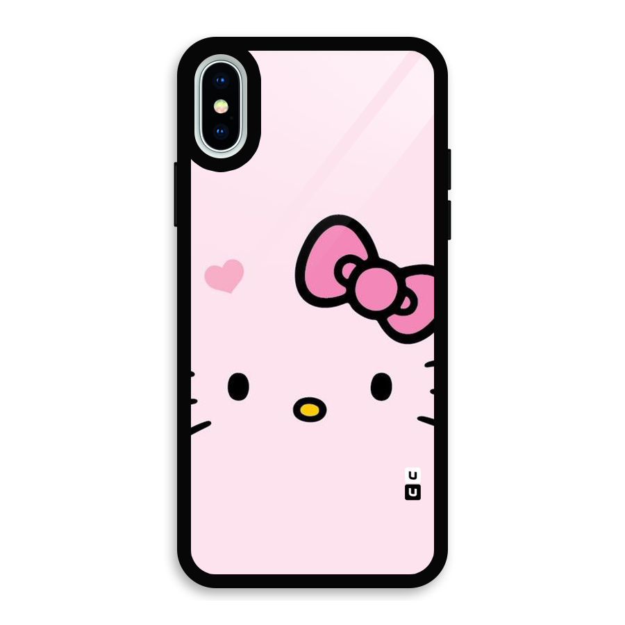 Cute Bow Face Glass Back Case for iPhone X