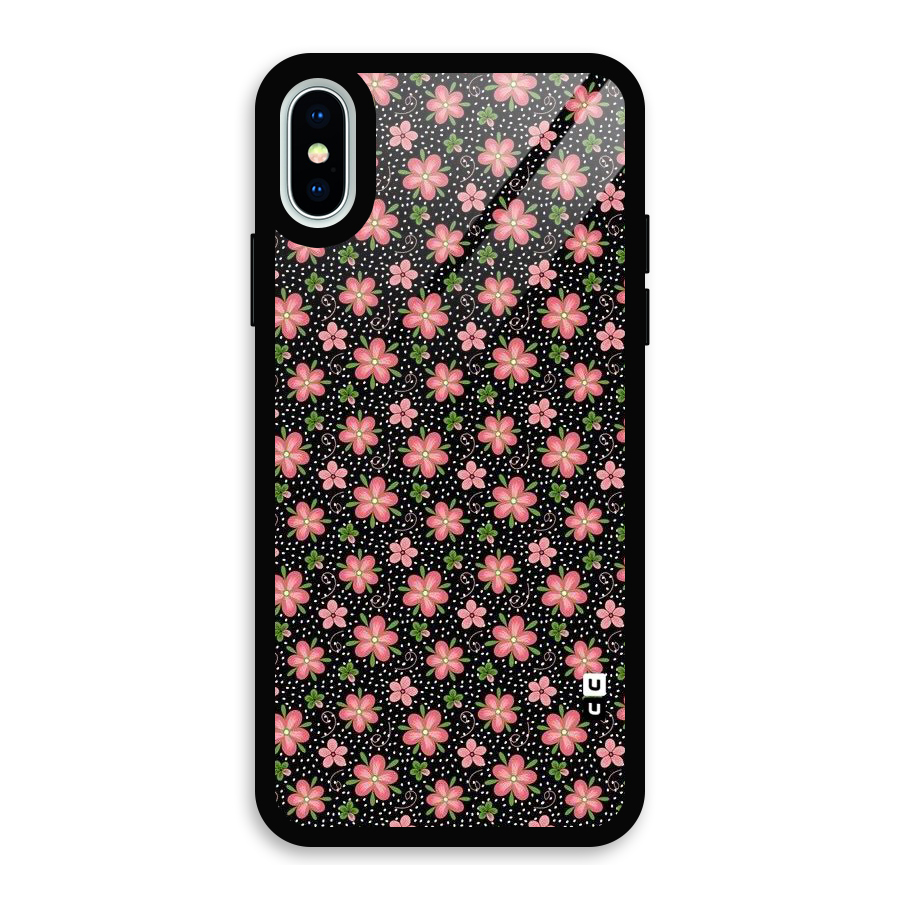 Cute Tiny Flowers Glass Back Case for iPhone X