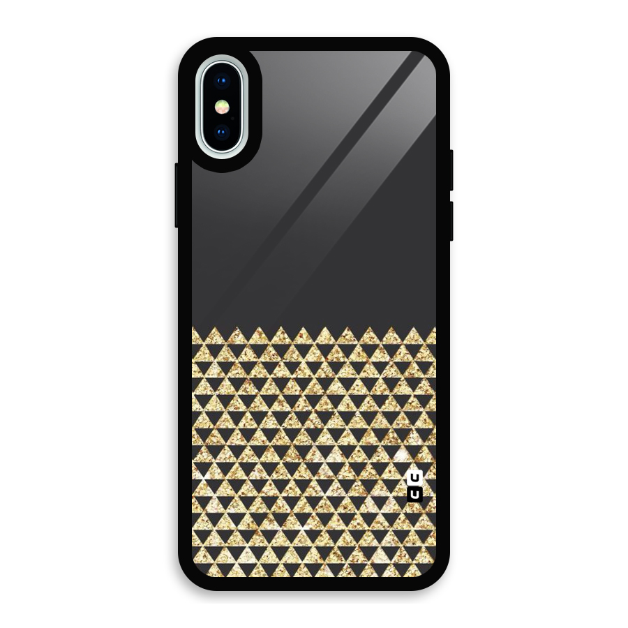 Dark Grey Golden Triangles Glass Back Case for iPhone X