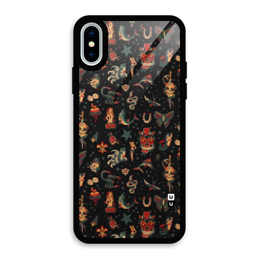 Dark Pattern Glass Back Case for iPhone X