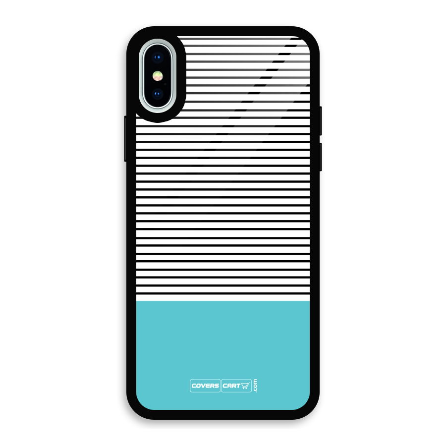 Deep Sky Blue Stripes Glass Back Case for iPhone X