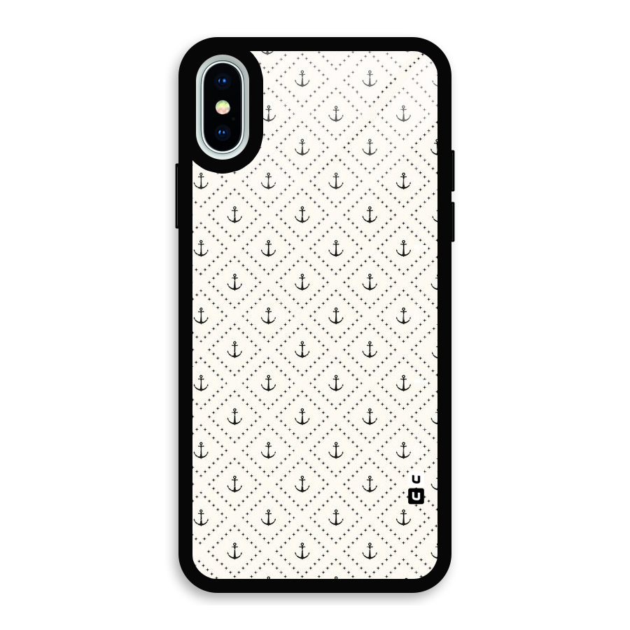 Diamond Anchor Design Glass Back Case for iPhone X