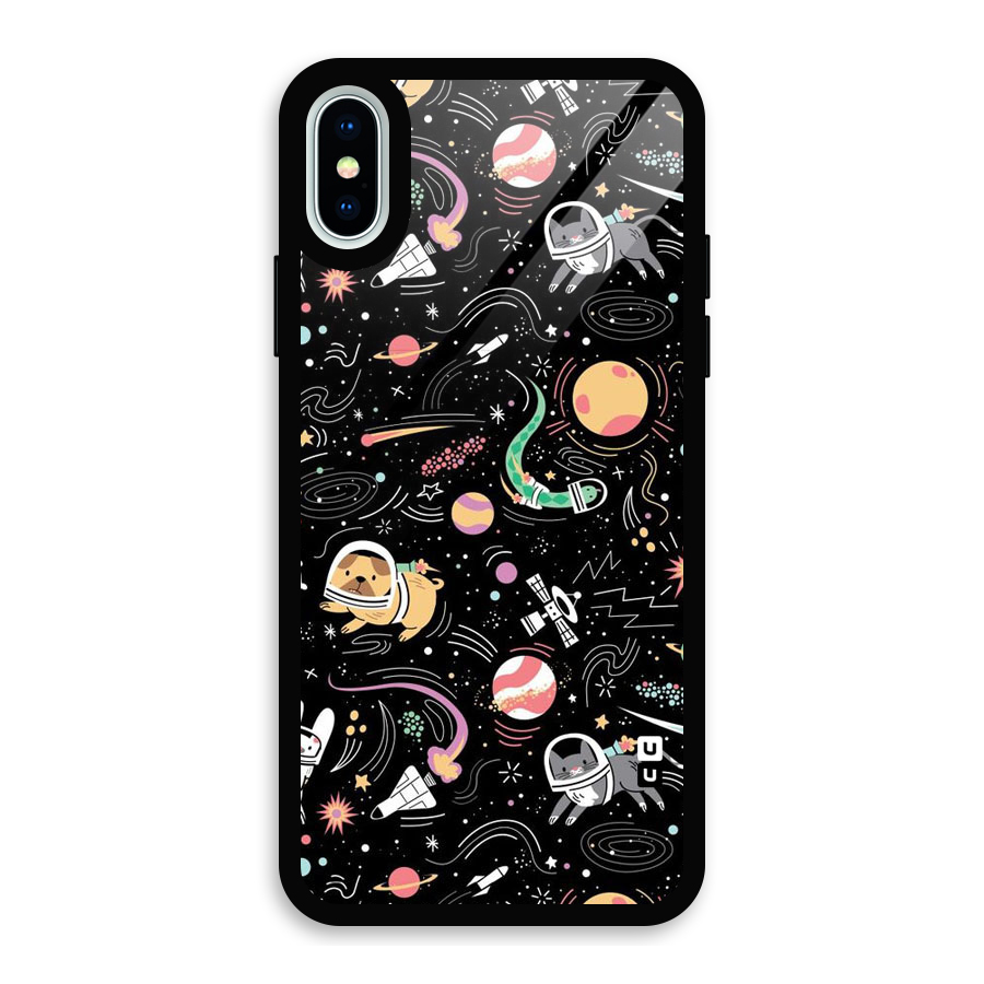 Dog Planetarium Glass Back Case for iPhone X