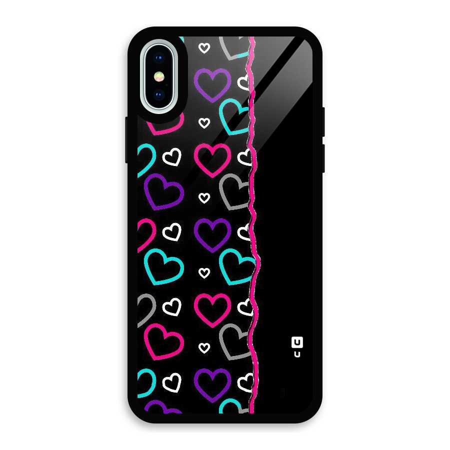 Empty Hearts Glass Back Case for iPhone X