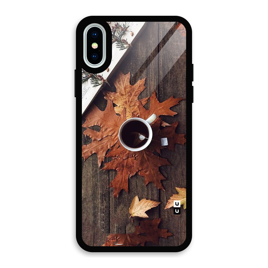 Fall Leaf Coffee Glass Back Case for iPhone X