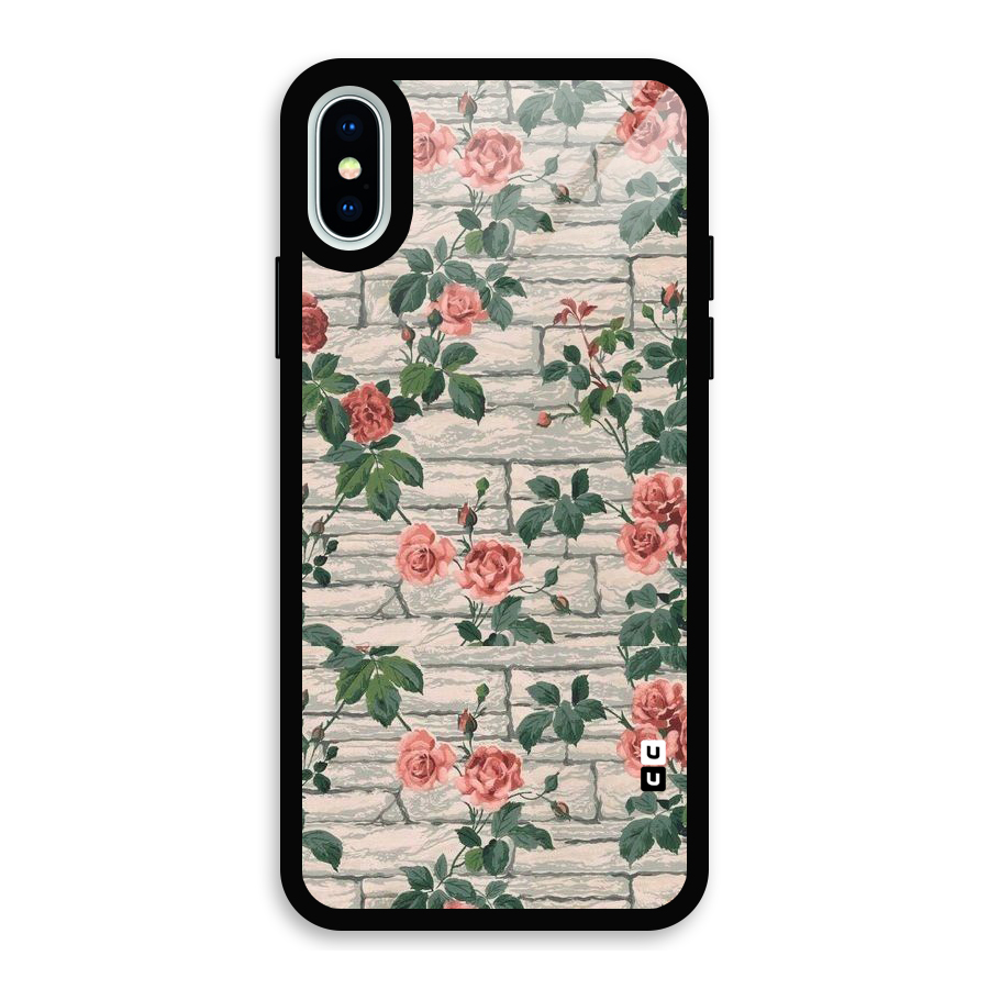 Floral Wall Design Glass Back Case for iPhone X