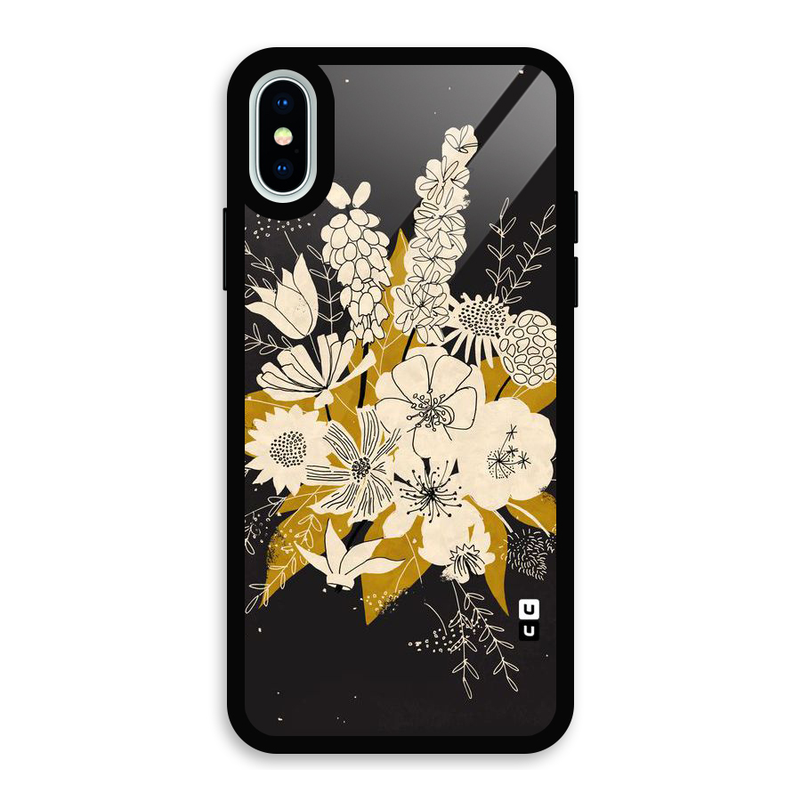 Flower Drawing Glass Back Case for iPhone X