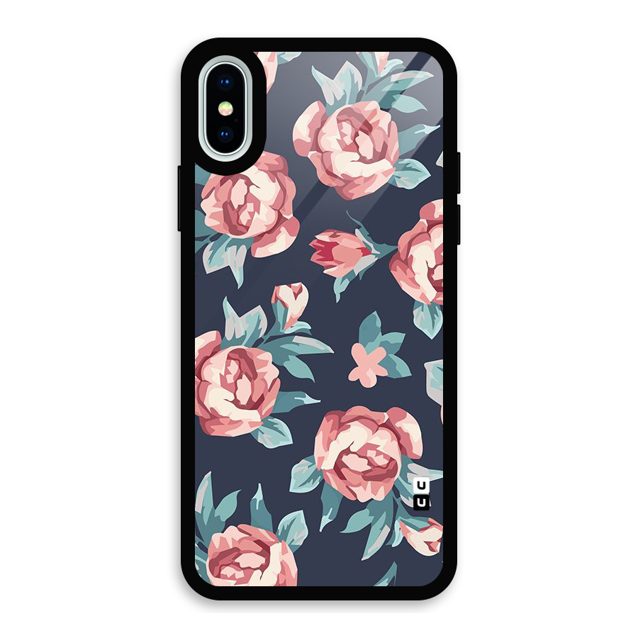Flowers Painting Glass Back Case for iPhone X