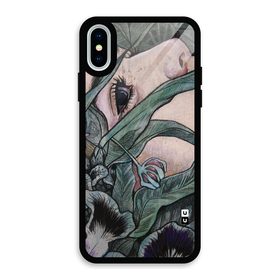 Girl Grass Art Glass Back Case for iPhone X