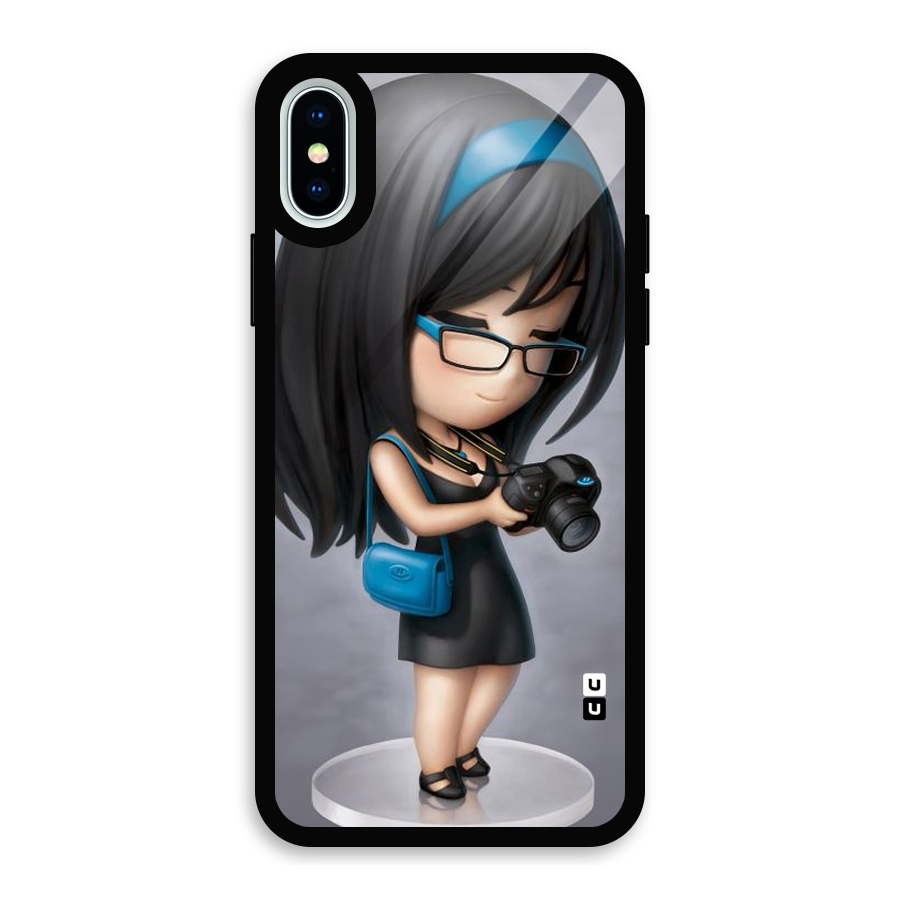 Girl With Camera Glass Back Case for iPhone X