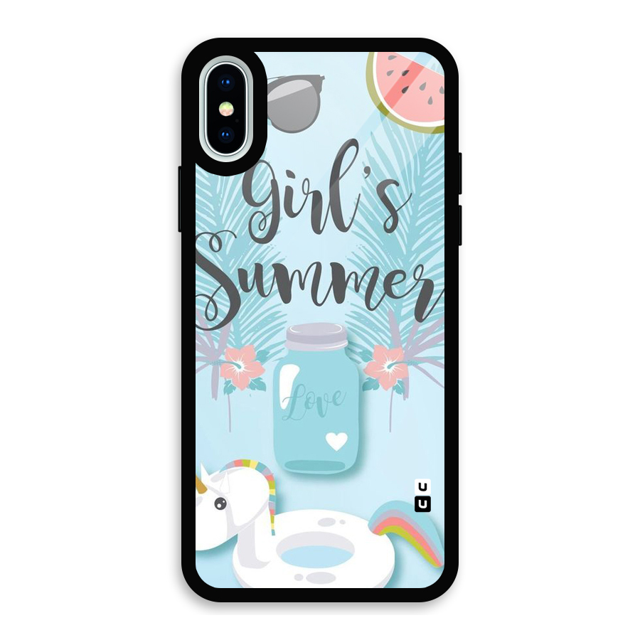 Girls Summer Glass Back Case for iPhone X
