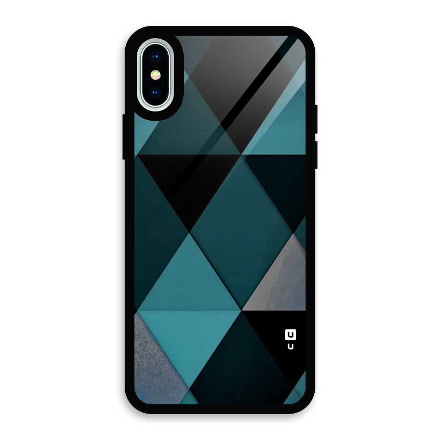 Green Black Shapes Glass Back Case for iPhone X
