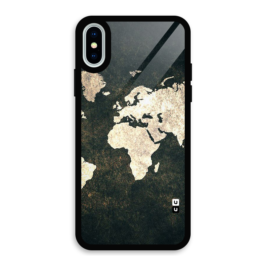 Green Gold Map Design Glass Back Case for iPhone X