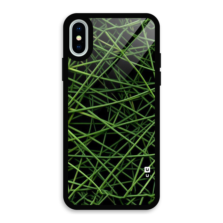 Green Lines Glass Back Case for iPhone X