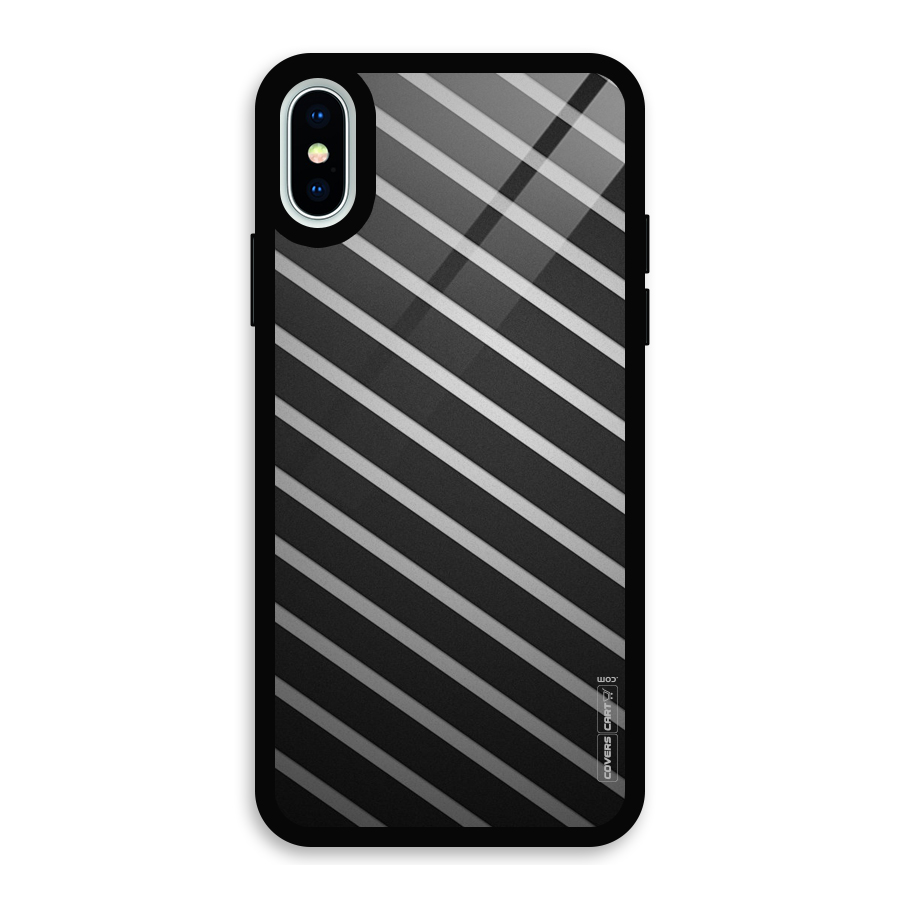 Grey And Black Stripes Glass Back Case for iPhone X