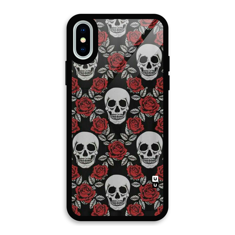 Grey Skulls Glass Back Case for iPhone X