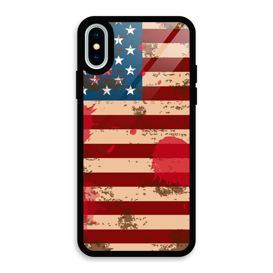 Grunge USA Flag Glass Back Case for iPhone X