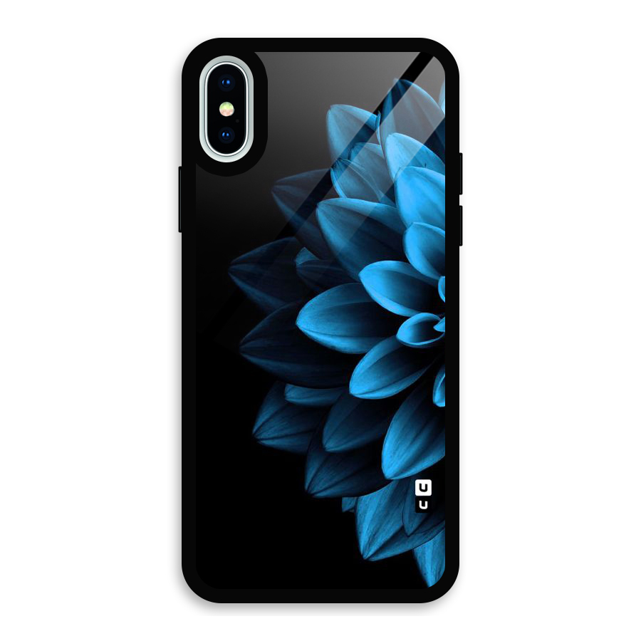Half Blue Flower Glass Back Case for iPhone X
