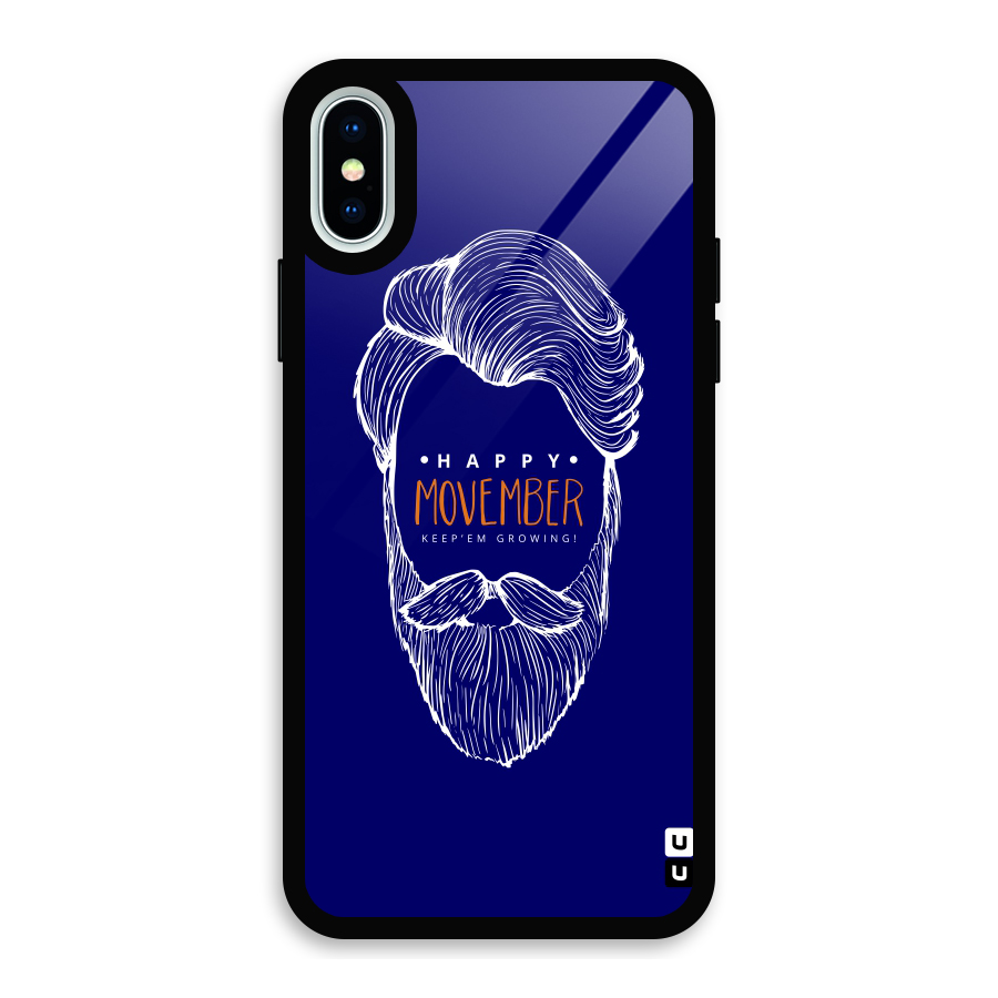 Happy Movember Blue Glass Back Case for iPhone X