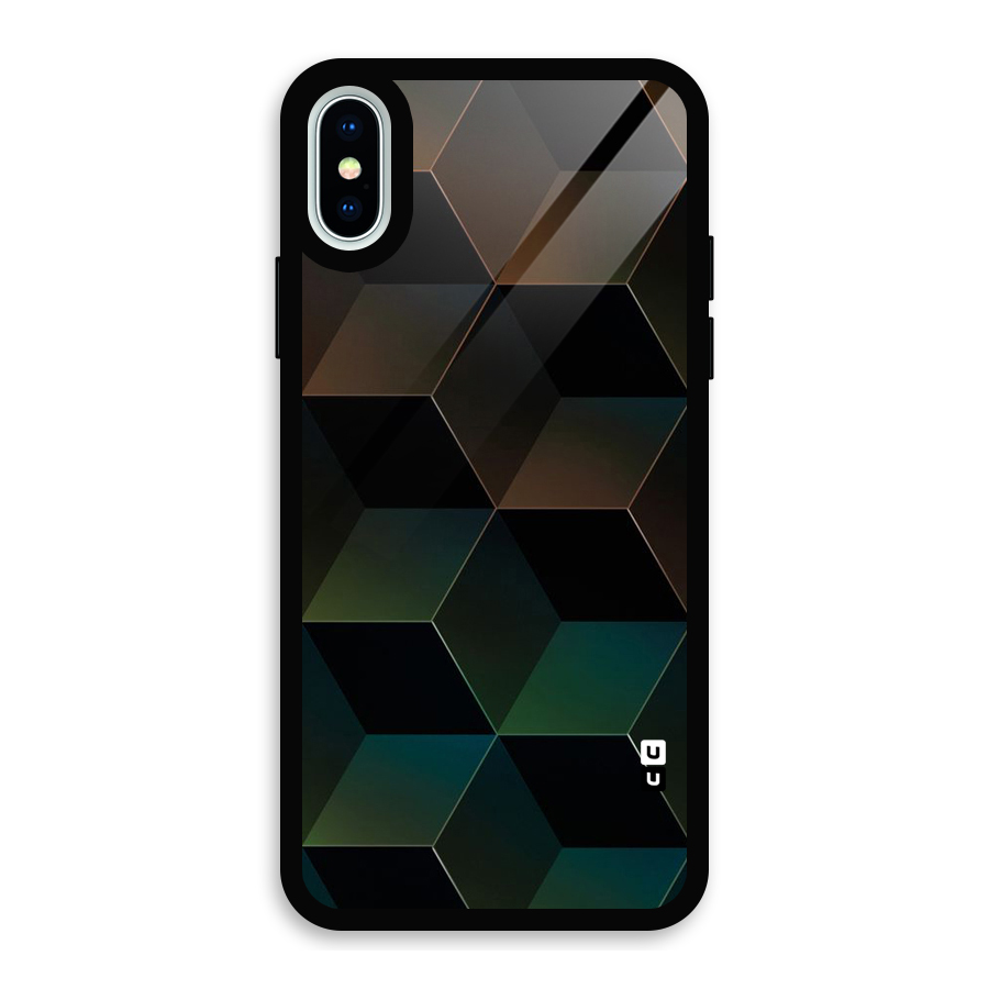 Hexagonal Design Glass Back Case for iPhone X