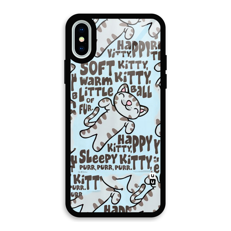 Kitty Pattern Glass Back Case for iPhone X