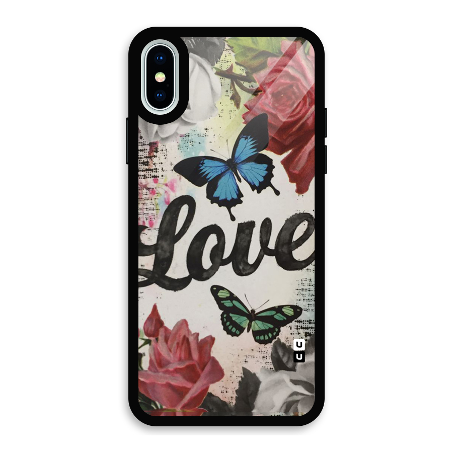 Lovely Butterfly Love Glass Back Case for iPhone X