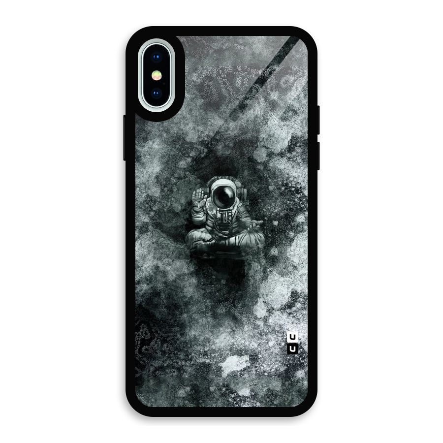 Meditating Spaceman Glass Back Case for iPhone X