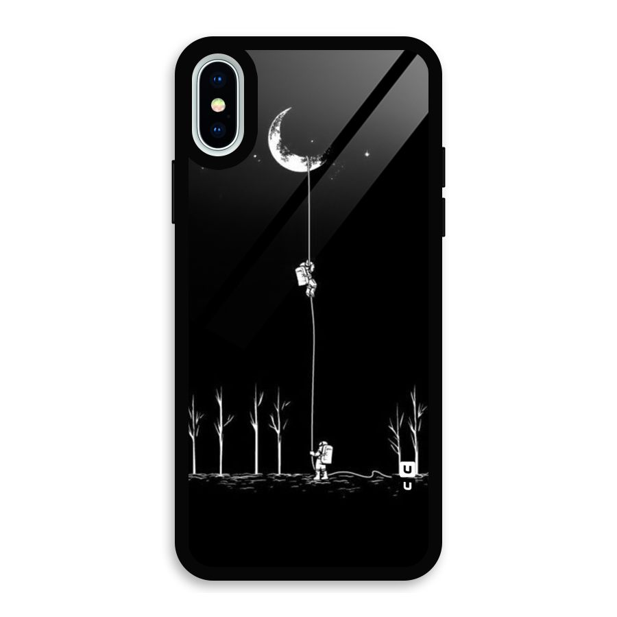 Moon Man Glass Back Case for iPhone X