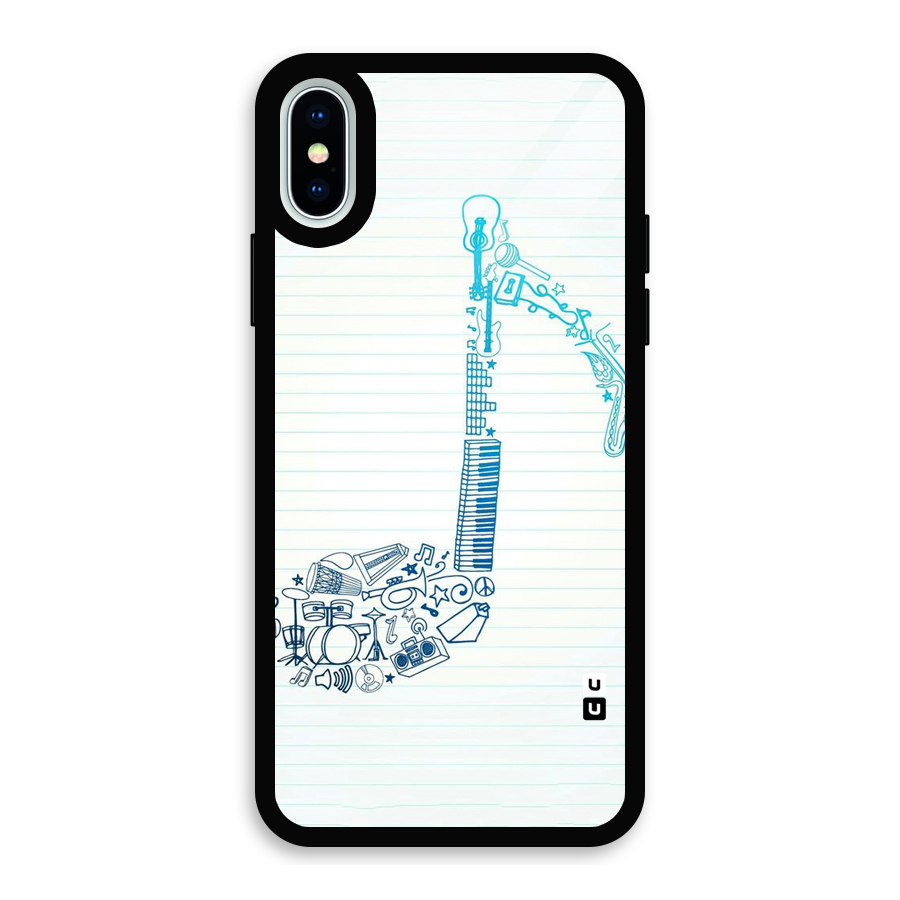 Music Note Design Glass Back Case for iPhone X