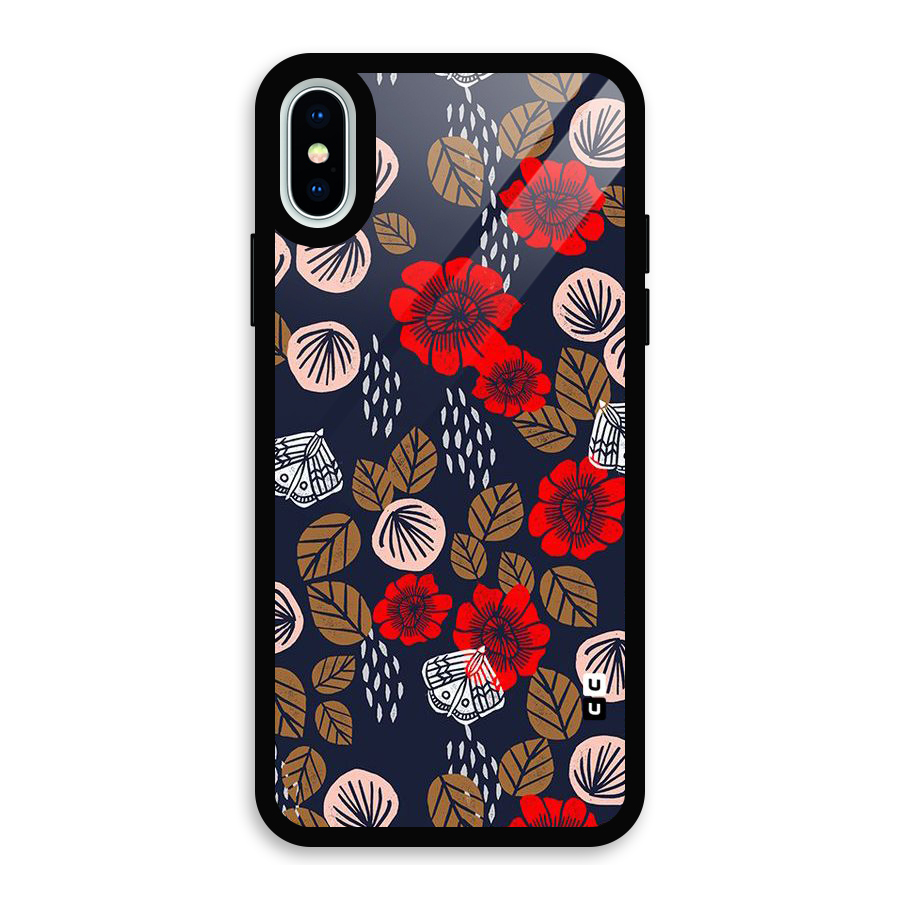 Orange Flora Glass Back Case for iPhone X