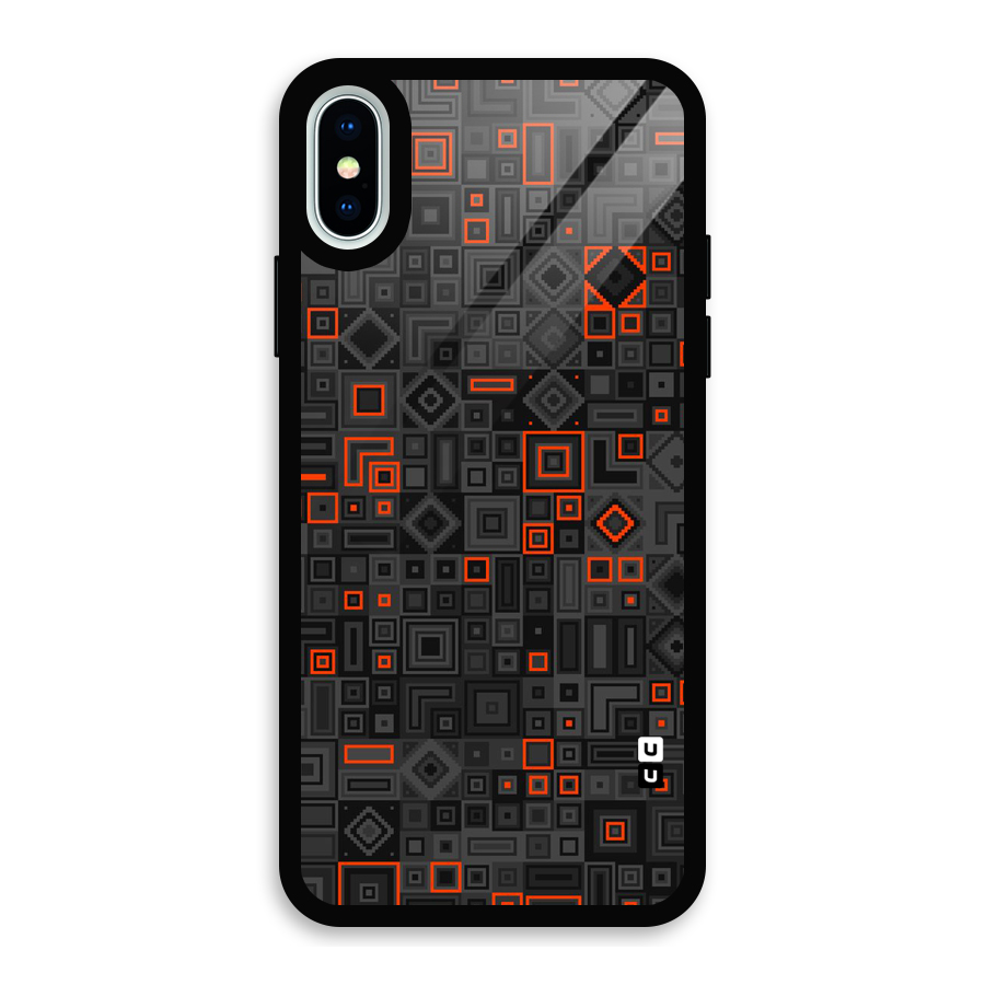 Orange Shapes Abstract Glass Back Case for iPhone X