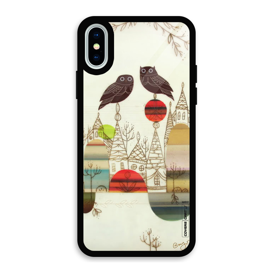 Owl Art Glass Back Case for iPhone X