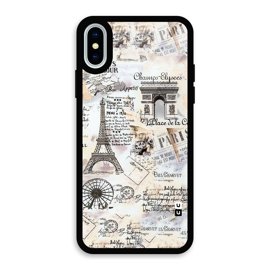 Paris Paper Glass Back Case for iPhone X