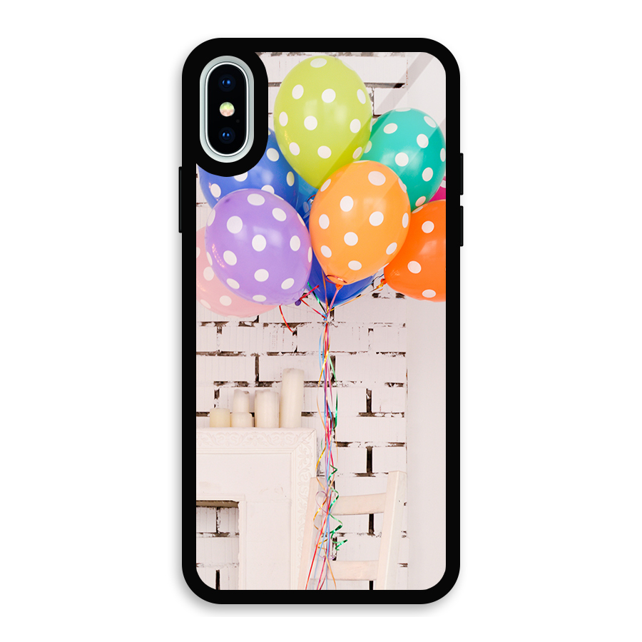 Party Balloons Glass Back Case for iPhone X