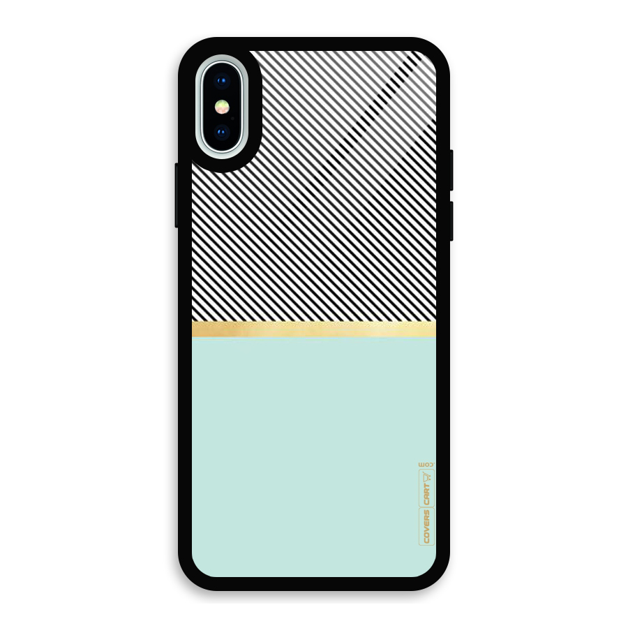 Pastel Green Base Stripes Glass Back Case for iPhone X