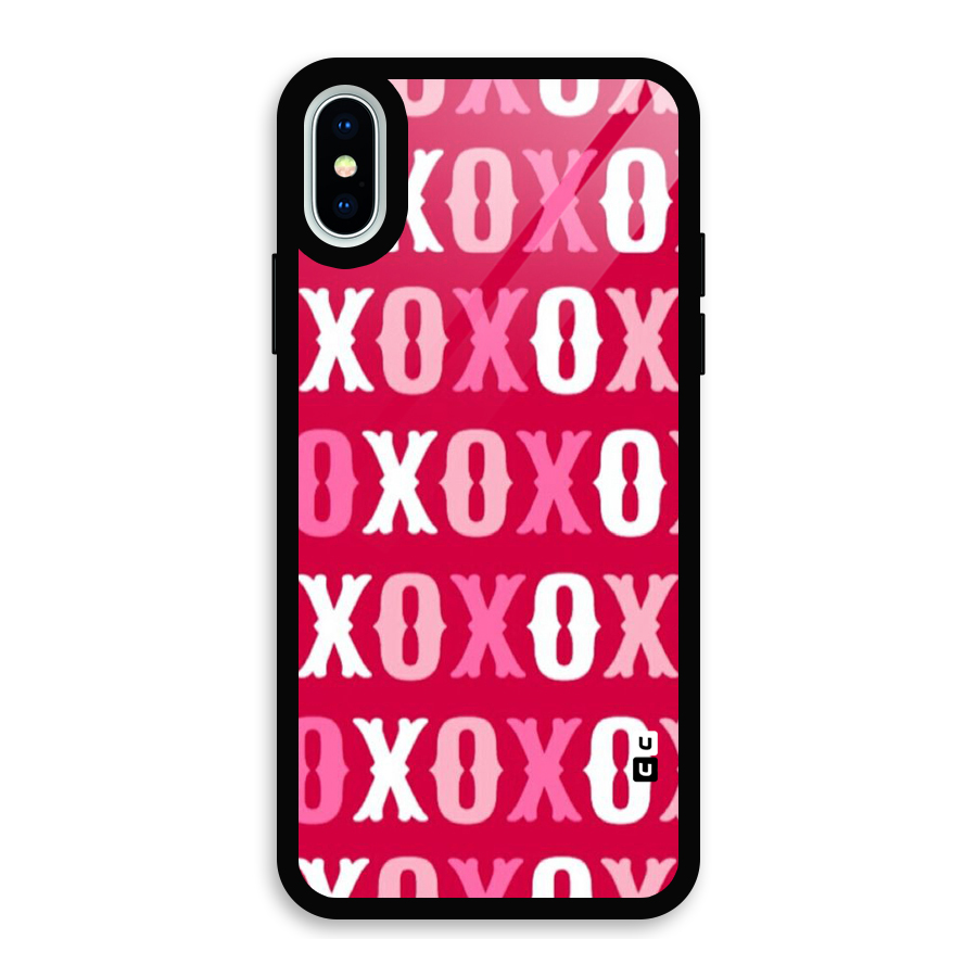 Pink White Xoxo Glass Back Case for iPhone X