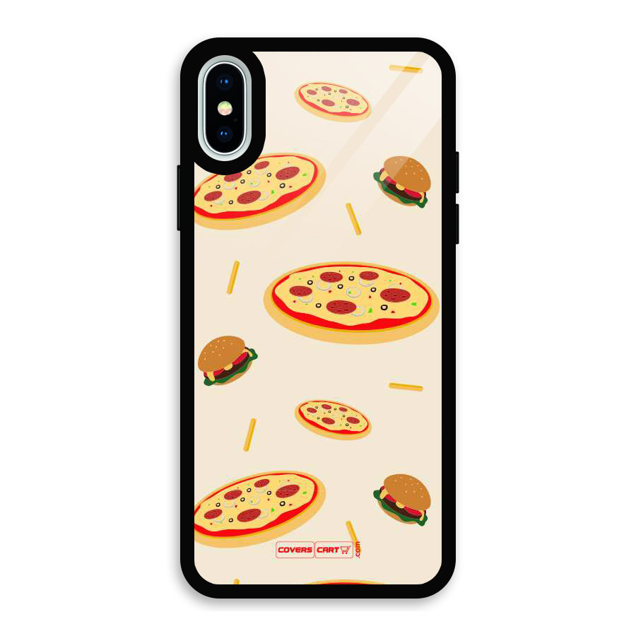 Pizza and Burger Love Glass Back Case for iPhone X