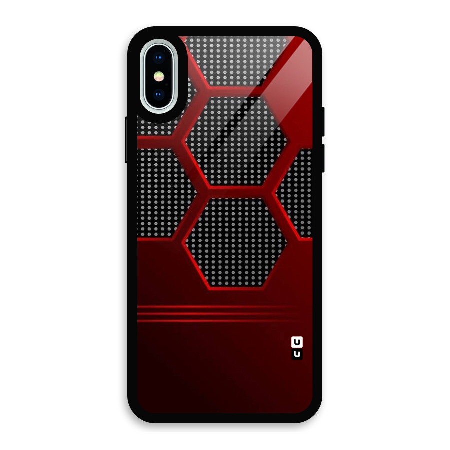 Red Black Hexagons Glass Back Case for iPhone X